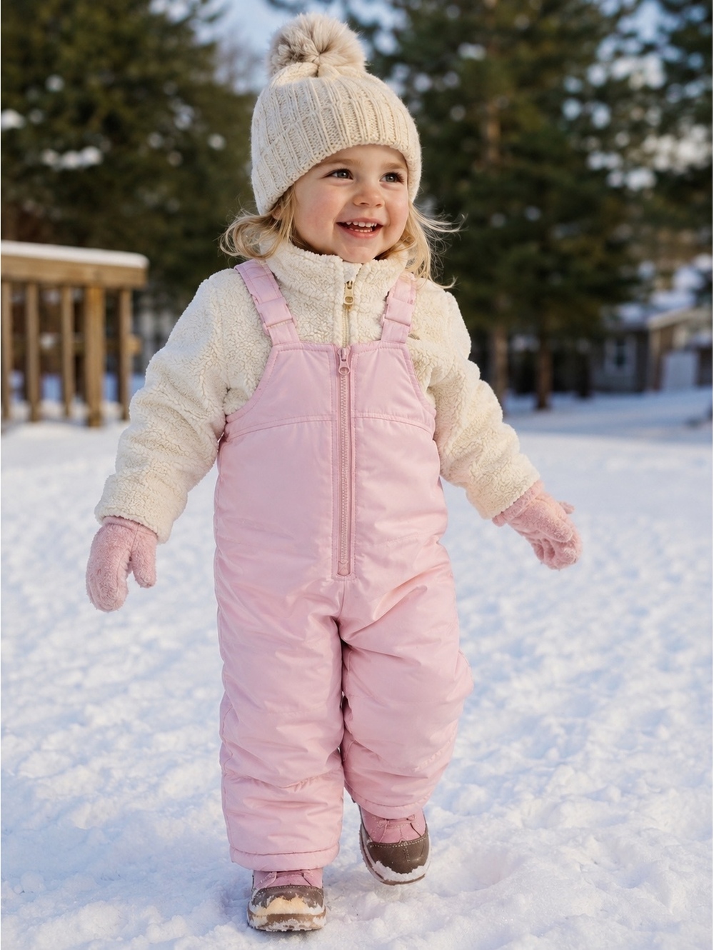 Carter's pink insulated snow bib overalls
